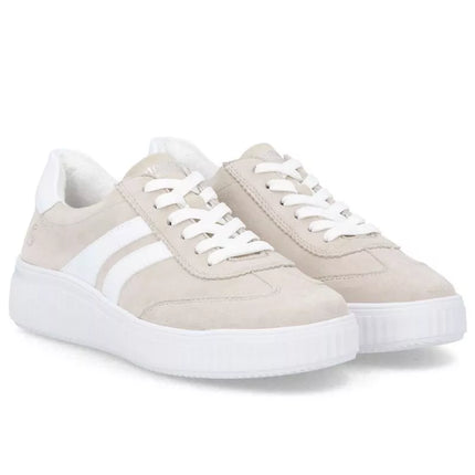 Beige leather sneakers Remonte Rieker D3E00-60