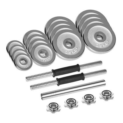 REBEL ACTIVE ADJUSTABLE CHROME DUMBBELLS IN CASE WITH BAR, SET 30 KG