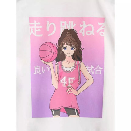 Oversized T-shirt with print for girls 4F 4FJRAW25TTSHF2935-11S