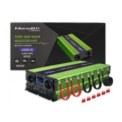 QOLTEC MONOLITH ĮTAMPOS KEITIKLIS | AKUMULIATORIAUS ĮKROVIKLIS | UPS | 2000W | 4000W | 12V Į 230V | GRYNAS SINUSAS | LCD