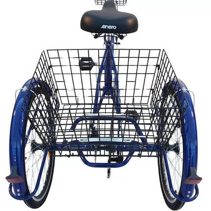 3 RATŲ DVIRATIS 24" TAMSIAI MĖLYNAS SHIMANO -7 PAVARŲ ŽEMAS RĖMAS 1060965
