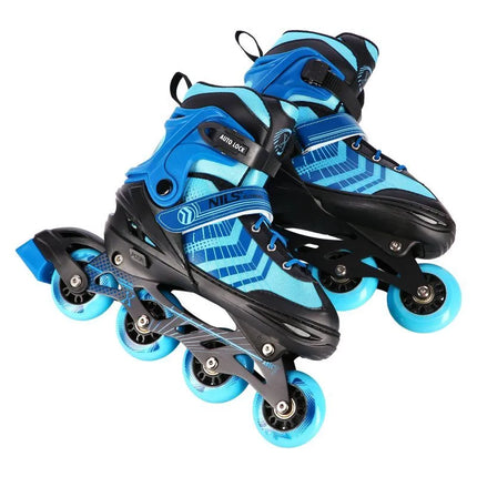 NH18192A 4in1 BLACK-BLUE SIZE L(39-43) ROLLER SKATES WITH HOCKEY SLEEVE NILS EXTREME