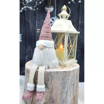 Blizgantis Kalėdų senelio dekoratyvinis nykštukas 38+20CM, rožinis