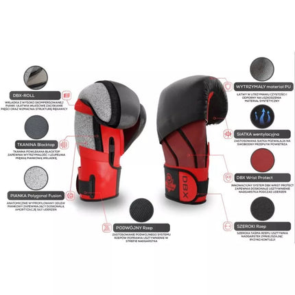 10 uncijų bokso pirštinės - Hammer Red - Valor serija