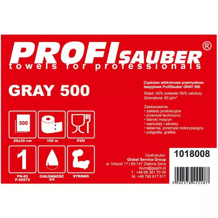 Gray nonwoven industrial cleaning cloth ProfiSauber GRAY 500