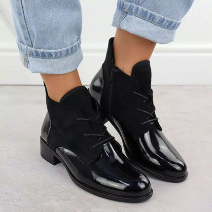 Women's insulated patent leather ankle boots, black, Jezzi ASA198-15