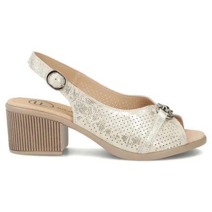 Women's leather sandals on a block, gold Filippo DS7645