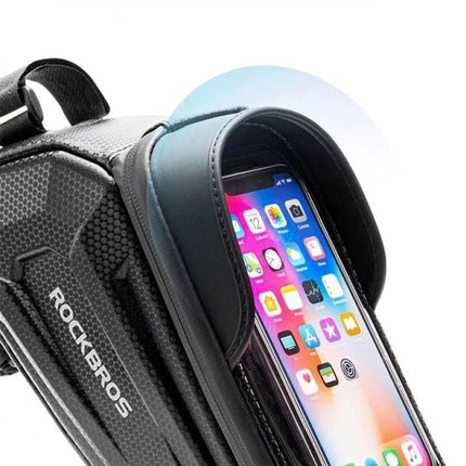 Rockbros B68 Bike Pannier for Frame, Armored, with Phone Pocket and Cover, 1.7L - Black