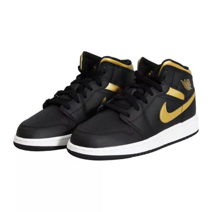 Air Jordan 1 Mid Junior (GS) Basketball Shoe Black/Metallic Gold - DQ8423-071