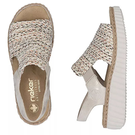 Women's beige woven platform sandals Rieker 69276-60