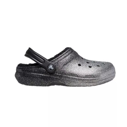 Crocs Klasikiniai klumpių tipo šlepetės su blizgučių pamušalu Silver - 205842-067