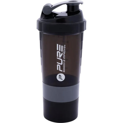 FITNESS SHAKER BOTTLE 500ML BLACK GRAY PURE 2 IMPROVE