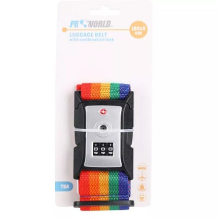 UNIVERSAL SECURITY STRAP FOR SUITCASE 180x5CM WITH PROWORLD CODE MULTICOLOR