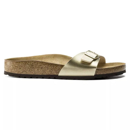 Birkenstock Madrid Birko-Flor Gold women's regular wide gold flip-flops (1016106)