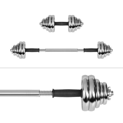 REBEL ACTIVE ADJUSTABLE CHROME DUMBBELLS IN CASE WITH BAR, SET 30 KG
