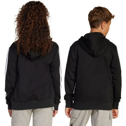 adidas Essentials Full-Zip Kids' Sweatshirt Black and White JD6494