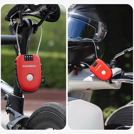 Rockbros 32420981001 bicycle lock with retractable cable - red