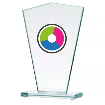 Glass trophy with LuxorJet color print