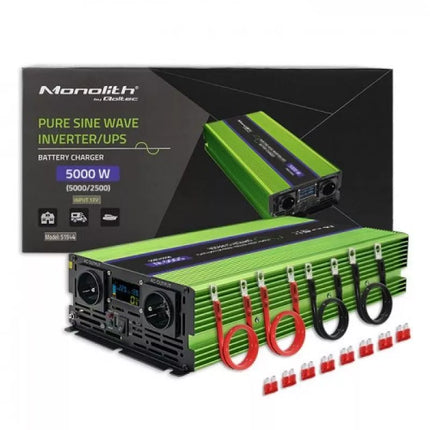 QOLTEC MONOLITH ĮTAMPTIES KEITIKLIS | AKUMULIATORIŲ ĮKROVIMAS | UPS | 2500W | 5000W | 12V Į 230V | GRIEŽTAS SINUSAS | LCD