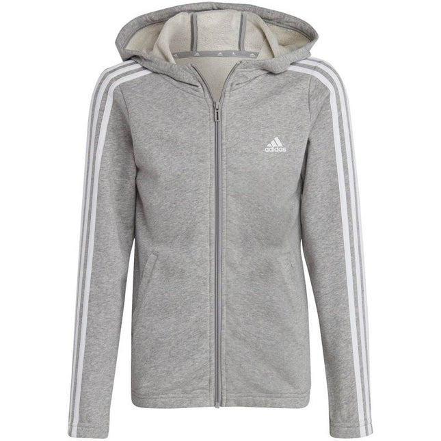 adidas Essentials 3 Dryžiai Džemperis su Gobtuvu ir Pilnu Užtrauktuku Vaikiškas IC3635