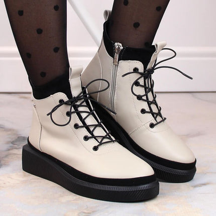 Filippo W PAW482 smėlio spalvos, izoliuoti, odiniai aulinukai su platforma