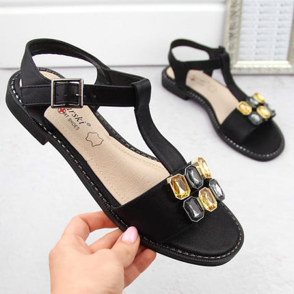 Patogūs sandalai su cirkoniu S.Barski W OLI261A juodi