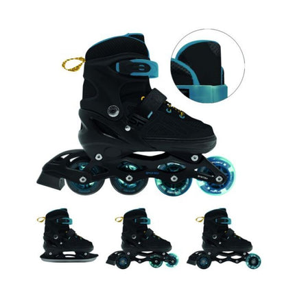 Spokey Quattro 4IN1 SPK-943432 riedučiai, dydis 30-33, juoda/mėlyna