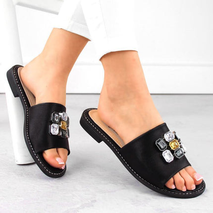 S.Barski W OLI262A juodos cirkonio šlepetės