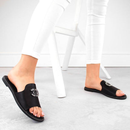 Patogios šlepetės su cirkoniais S.Barski W OLI258A juodos