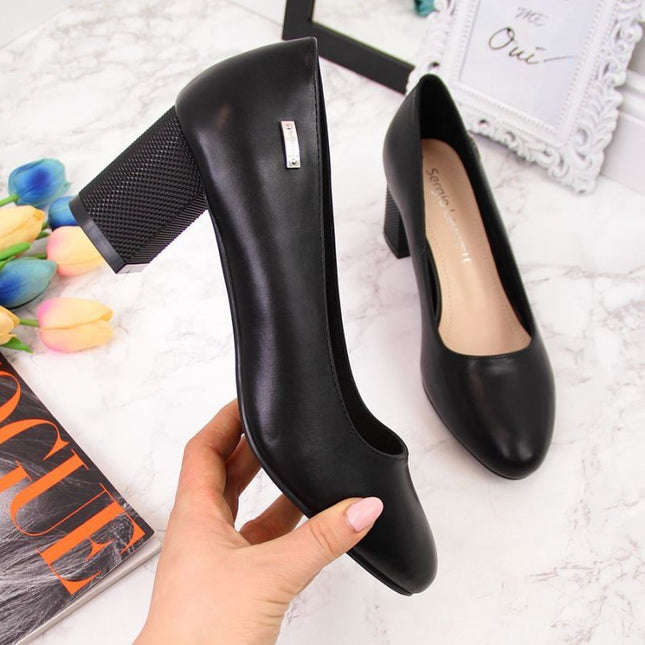 Sergio Leone W SK314A juodi zomšiniai bateliai ant dekoratyvinio blokinio kulno