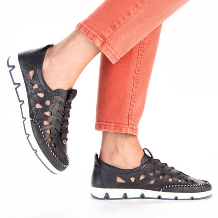 Rieker W RKR652 tamsiai mėlyni atviri odiniai batai