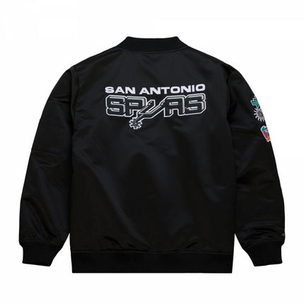 Mitchell & Ness Lengtweight Satin Bomber San Antonio Spurs M Jacket SJKT6599-SASYYPPPBLCK