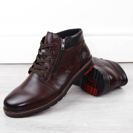 Rieker M RKR625 patogūs odiniai aulinukai su vilnos pamušalu, rudi