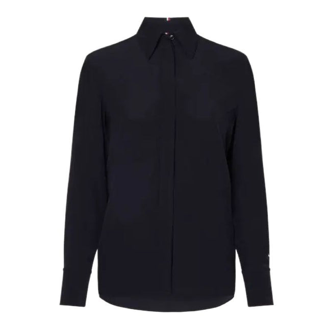 Tommy Hilfiger Moteriška viskozės krepinė palaidinė ilgomis rankovėmis WW0WW32274