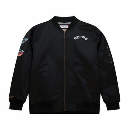 Mitchell & Ness Lengtweight Satin Bomber San Antonio Spurs M Jacket SJKT6599-SASYYPPPBLCK