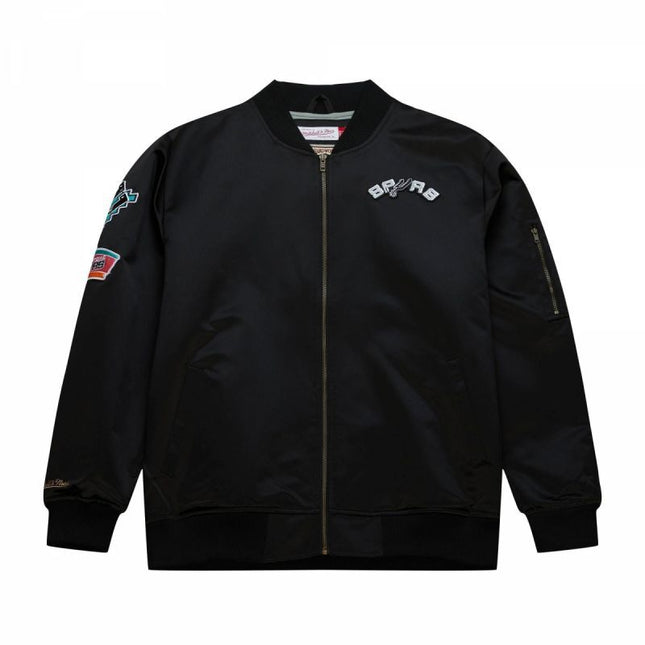 Mitchell & Ness Lengtweight Satin Bomber San Antonio Spurs M Jacket SJKT6599-SASYYPPPBLCK