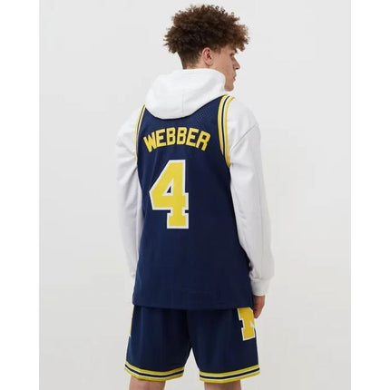 Mitchell & Ness NCAA Swingman Road Džersis Mičiganas 1991 Chris Webber SMJY4437-UMI91CWEASBL