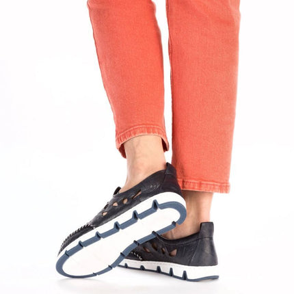 Rieker W RKR652 tamsiai mėlyni atviri odiniai batai