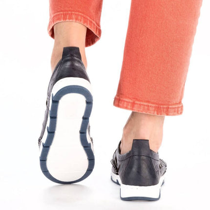 Rieker W RKR652 tamsiai mėlyni atviri odiniai batai