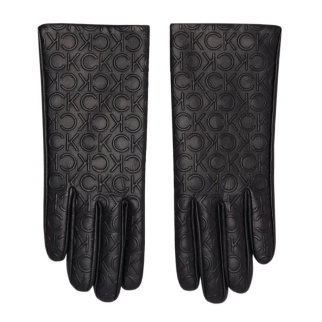 Calvin Klein Re-lock reljefinės odinės pirštinės W K60K609975