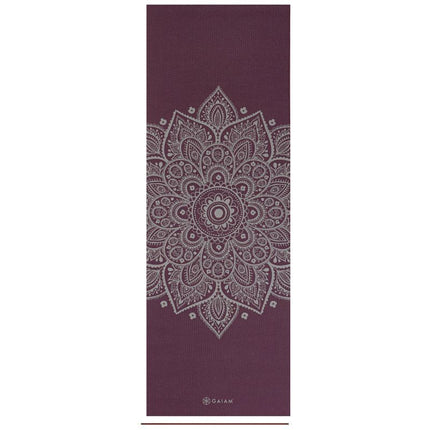 Gaiam Midnight Plum Saulės laikrodžio gėlės jogos kilimėlis, 5 mm, 65734