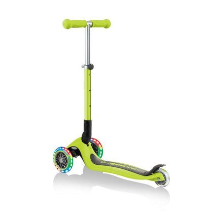 Globber sulankstomas 3 ratų paspirtukas su lemputėmis Lime Green Jr 437-106